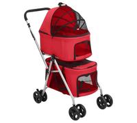 vidaXL Poussette pour chien pliante à 2 niveaux Rouge 83x48x97 cm