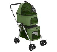 vidaXL Poussette pour chien pliante à 2 niveaux Vert 83x48x97 cm