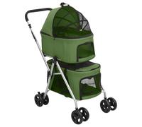vidaXL Poussette pour chien pliante à 2 niveaux Vert 83x48x97 cm