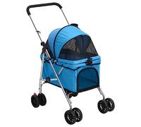 vidaXL Poussette pour chien pliante en tissu Oxford Bleu 76x50x100 cm à roulettes