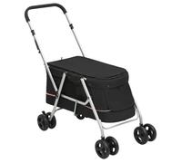 vidaXL Poussette pour chien pliante 100x49x96 cm Noir Tissu de lin