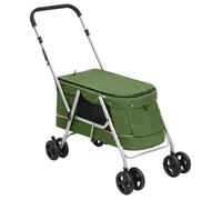 vidaXL Poussette pour chien pliante Vert 100x49x96 cm Tissu de lin 172204