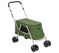Vidaxl Poussette Pour Chien Pliante Vert 100x49x96 Cm Tissu De Lin