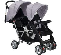 vidaXL Poussette tandem acier gris et noir