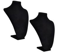 vidaXL Présentoir buste d'exposition pour colliers en flanelle 2 pcs Noir