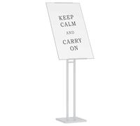 vidaXL Présentoirs de Salon Blanc 26,5 x 26,5 x 127 cm Acier, Panneau d'affichage, Support Portable réglable en Hauteur, Stand Moderne pour événements, foires et vitrines