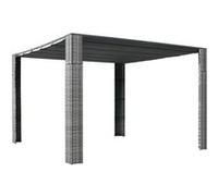 Tonnelle - vidaXL - 300x300x200cm - Résine tressée - Gris / anthracite - Toit coulissant