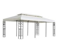 vidaXL Belvédère à double toit 6x3 m - Acier Blanc - Toit durable & coins renforcés