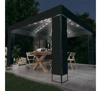 Tonnelle Double Toit et Lumières LED 3x3 m Anthracite Belvédère Jardin vidaXL