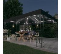 vidaXL Prieel met dubbel dak en LED-lichtslinger 3x4 m antracietkleur3070299 Anthracite G