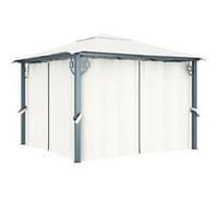 vidaXL Prieel met gordijn 300x300 cm aluminium crÃme48042 Crème G