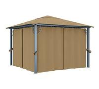 Vidaxl Tonnelle Avec Rideau 300x300 Cm Taupe Aluminium