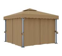 Tonnelle avec Rideau 3x3 m Taupe Aluminium Belvédère Chapiteau Pavillon vidaXL