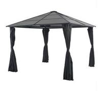 vidaXL Prieel met gordijn 3x3 m aluminium zwart44640 Noir G