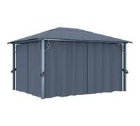 vidaXL Tonnelle 400x300 cm en aluminium, 4 rideaux, anti-UV, anthracite