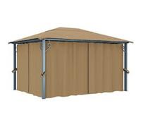 vidaXL Prieel met gordijn 400x300 cm aluminium taupe313894 Taupe G