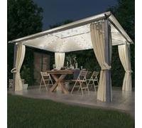 vidaXL Tonnelle avec rideau et lumières LED 4x3 m Crème Aluminium 3070335