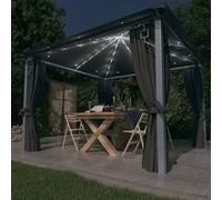 vidaXL Tonnelle 3070333 3x3 m avec rideau et lumières LED Aluminium Anthracite