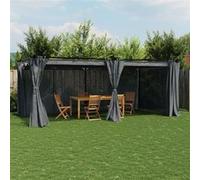 vidaXL Tonnelle de jardin avec rideaux anthracite 6 x 3 m acier