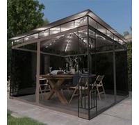 vidaXL Tonnelle 3x3x2,73 m avec moustiquaire et lumières LED Taupe