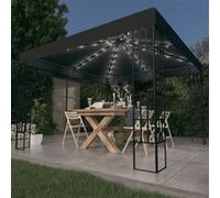 Prieel met LED-lichtslinger 3x3 m antracietkleurig3070322