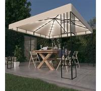 vidaXL Prieel met LED-lichtslinger 3x3 m crÃmekleurig3070320 Crème G