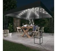 Vidaxl Tonnelle Avec Guirlande Lumineuse À Led 3x3 M Anthracite Tissu Blanc