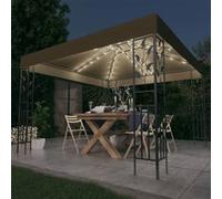 vidaXL Prieel met LED-lichtslinger 3x3 m taupe3070312 Taupe G