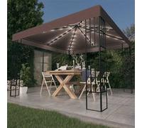 Prieel met LED-lichtslinger 3x3 m taupe3070324