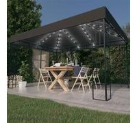 Prieel met LED-lichtslinger 3x4 m antracietkleurig3070323