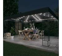 vidaXL Prieel met LED-lichtslinger 3x4 m stof antracietkleurig3070329 Anthracite G