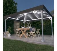 vidaXL Tonnelle 3070352 – 4x3 m Aluminium avec guirlande lumineuse LED solaire Anthracite
