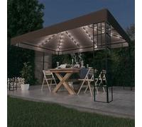 vidaXL Prieel met LED-lichtslinger 4x3 m taupe3070325 Taupe G
