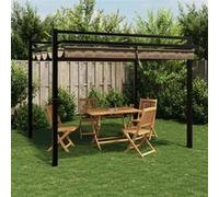 Vidaxl Tonnelle De Jardin Avec Toit Rétractable Taupe 3x3 M Aluminium