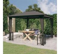 vidaXL Prieel met zijwanden en dubbel dak 3x3 m antracietkleurig318541 Anthracite G