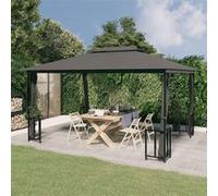 Tonnelle avec Parois et Toit Double 3x4 m Anthracite Belvédère Jardin vidaXL