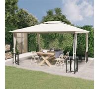 vidaXL Tonnelle avec parois et toit double 3x4 m Crème 318543