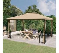 Vidaxl Tonnelle Avec Parois Et Toit Double 3x4 M Taupe