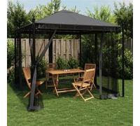 vidaXL Tonnelle avec parois en filet anthracite 2,93x2,93 m acier, tonnelle de jardin, tonnelle de patio, pavillon, tonnelle d'extérieur Anthracite