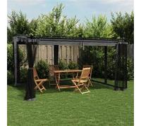 Prieel met zijwanden van gaas 4x3 m staal antracietkleurig4003912