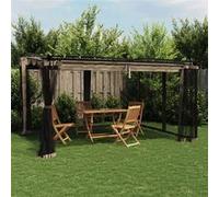 vidaXL Tonnelle avec parois en filet taupe 4x3 m acier, tonnelle de jardin, tonnelle de patio, pavillon de jardin 4003913