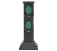 vidaXL Colonne de Prise d'extérieur à 4 Voies Noir Vert 16x16x39,5 cm, Prise de Courant d'extérieur, Prise électrique d'extérieur, Colonne de Prise de Courant de Jardin