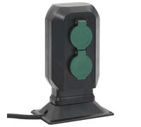 vidaXL Prise d'extérieur avec piquet à 2 voies noir vert 15,5x11x24 cm