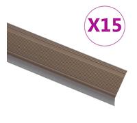 vidaXL profilés en L pour marches 15 pièces en aluminium 100 cm marron