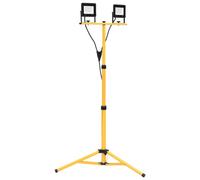 vidaXL Projecteur à LED avec Trépied Lampe d'Extérieur Eclairage de Sécurité de Jardin Projecteur d'Extérieur Atelier 2x50 W Blanc Chaud