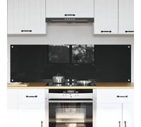 vidaXL Protection de Cuisine 2 pcs Noir 80 x 50 cm Verre trempé, Design Moderne, Plan de Travail Durable : Dosseret en Verre résistant à la Chaleur, pour Une déco stylée