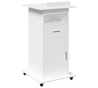 vidaXL Pupitre et Roues et tiroir Blanc 55x55x107 cm Bois d'ingénierie, Tribune, Tribune d'orateur, lutrin, Plate-Forme, Podium, Bureau Debout