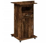 vidaXL Pupitre et Roues et tiroir chêne fumé Bois d'ingénierie, Tribune, Tribune d'orateur, lutrin, Plate-Forme, Podium, Bureau Debout
