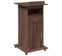 vidaXL Pupitre et Roues et tiroir chêne Marron Bois d'ingénierie, Tribune, Tribune d'orateur, lutrin, Plate-Forme, Podium, Bureau Debout