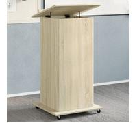 vidaXL Pupitre et roues et tiroir chêne sonoma bois d'ingénierie, tribune, tribune d'orateur, lutrin, plate-forme, podium, 848026